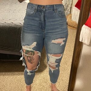 Cello High Rise Distressed Light Blue Jeans